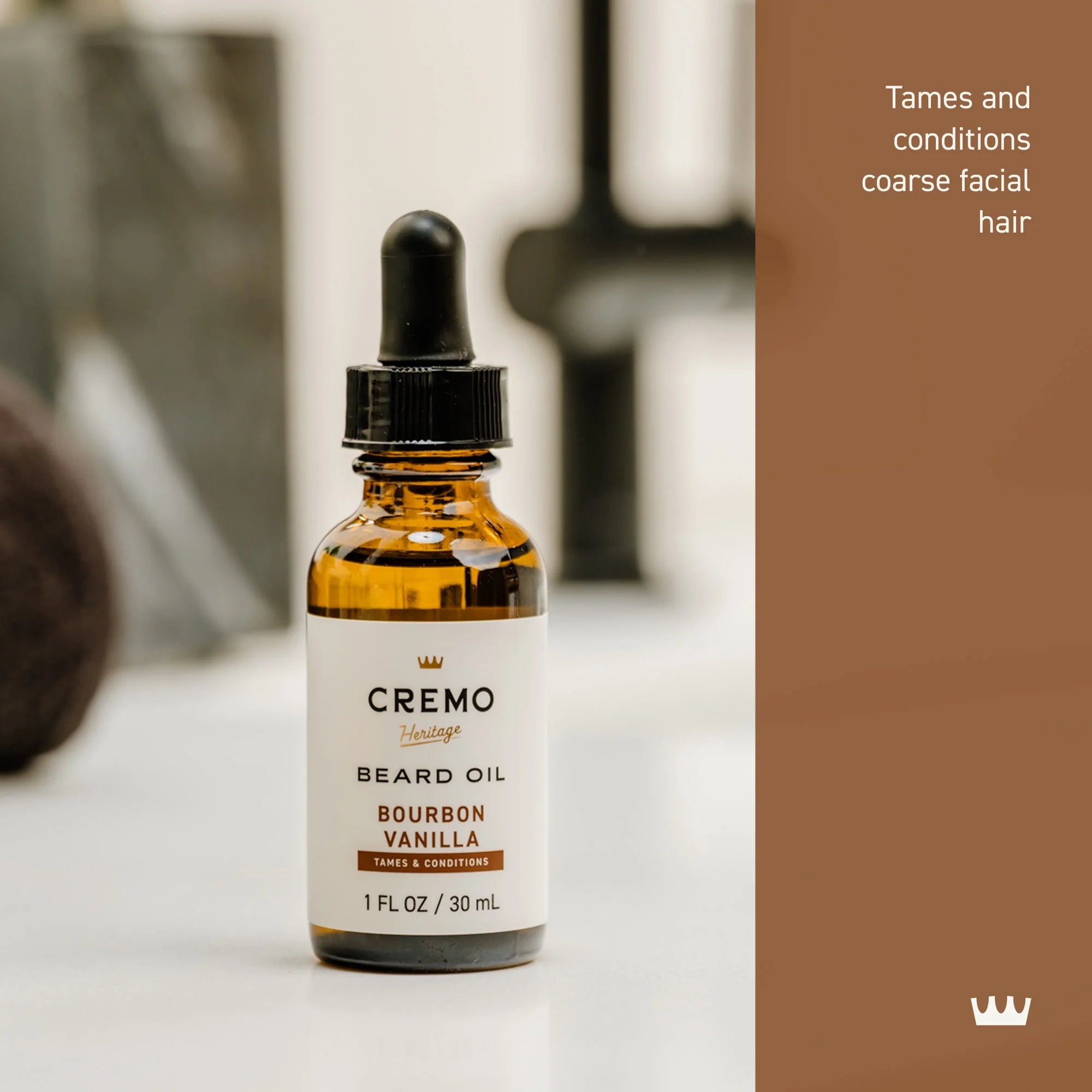 Cremo Beard Oil, Bourbon Vanilla Scent, 1 fl oz, Moisturizes & Softens Beards