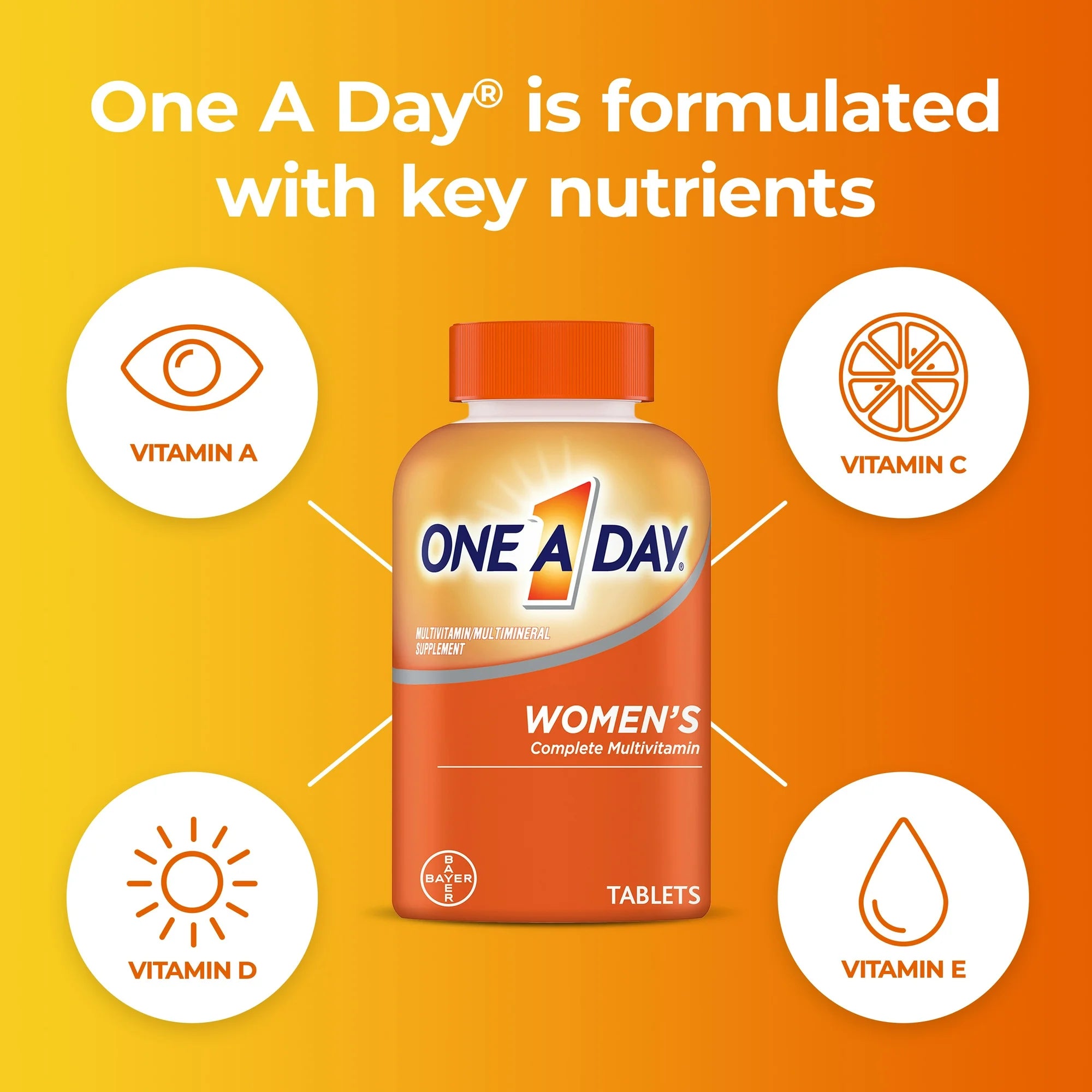 One A Day Women’s Multivitamin with Vitamin A, C, D and E, for Immune Health Support 200ct