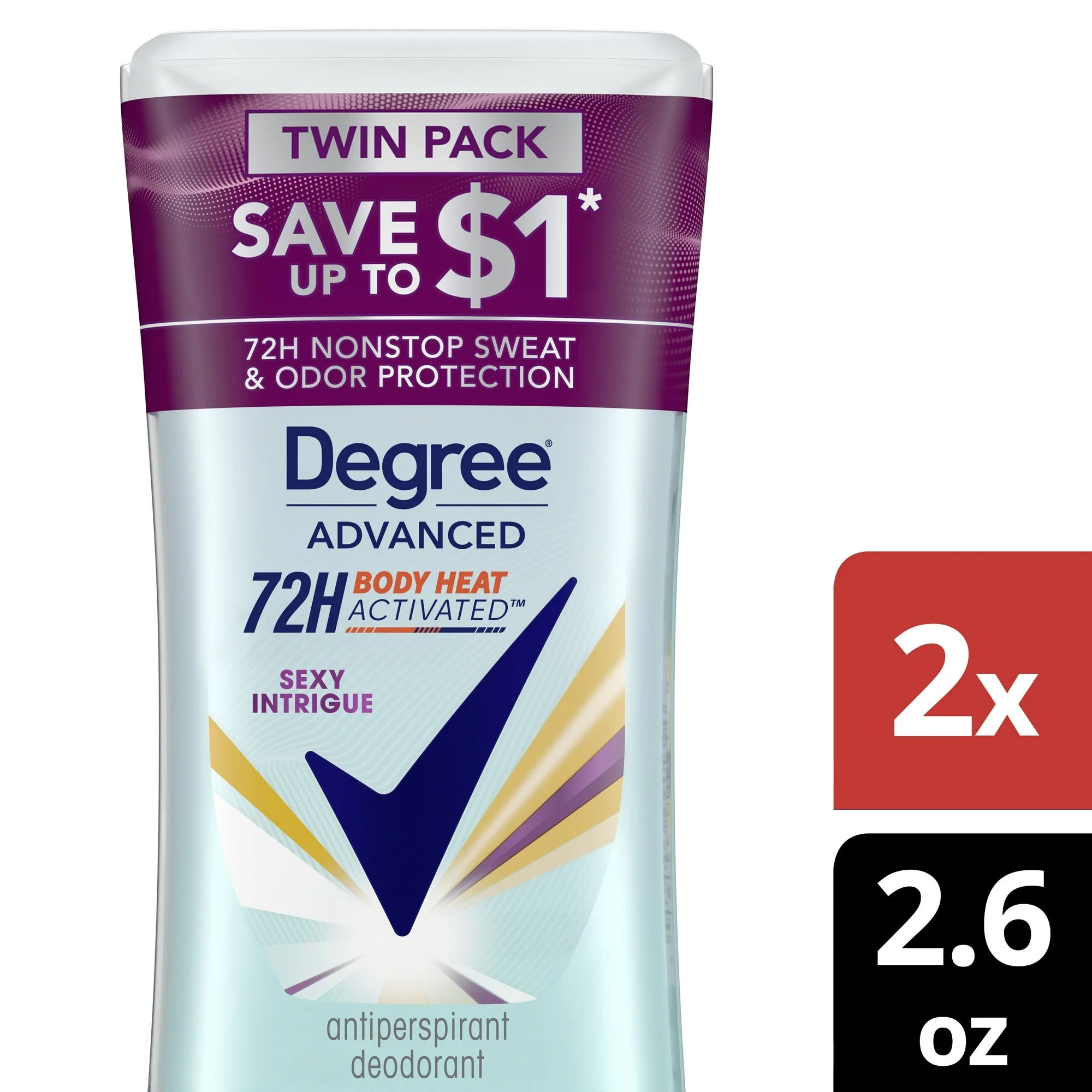 PR Degree Antiperspirant Deodorant for Women Sexy Intrigue, Twin Pack, 2.6 oz