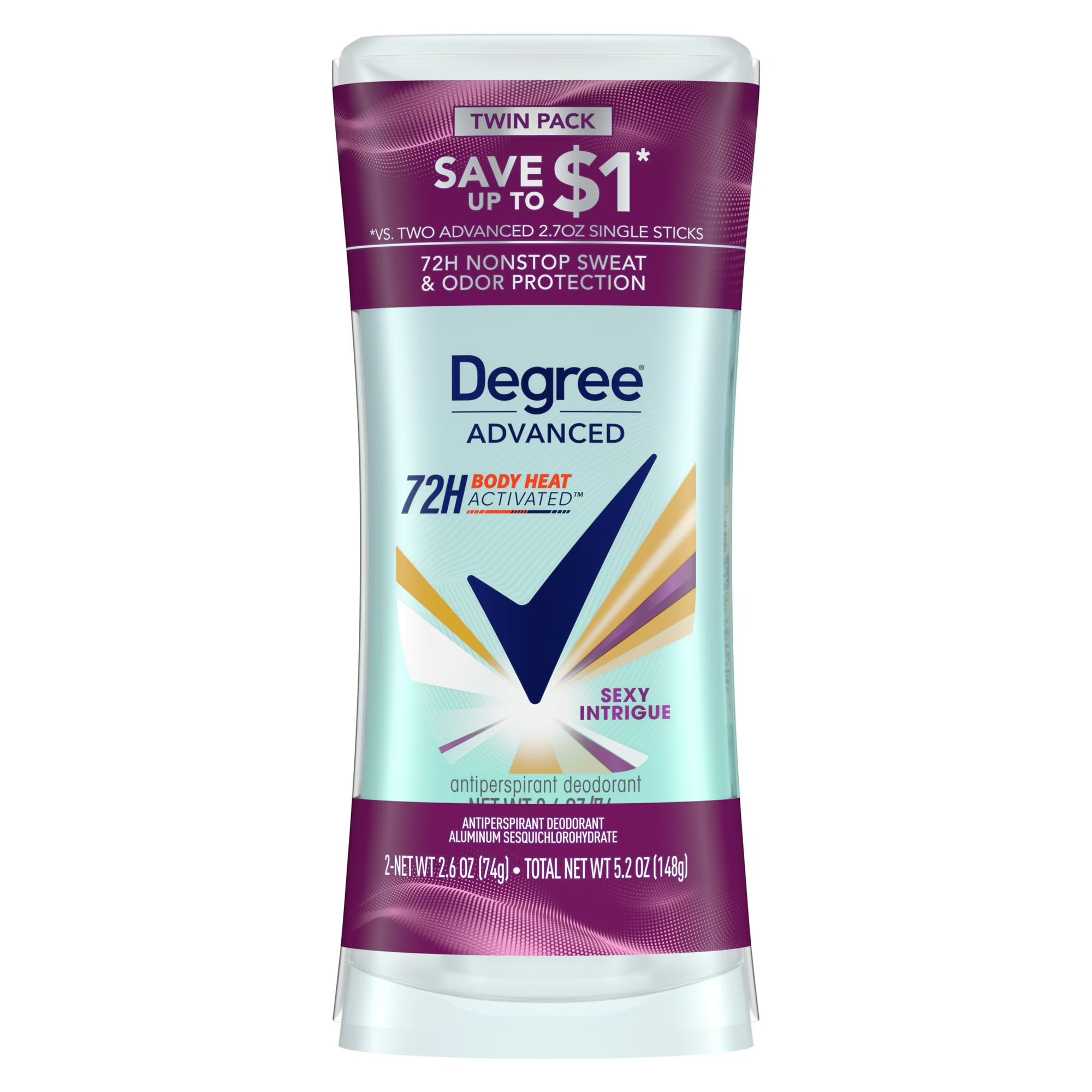 PR Degree Antiperspirant Deodorant for Women Sexy Intrigue, Twin Pack, 2.6 oz