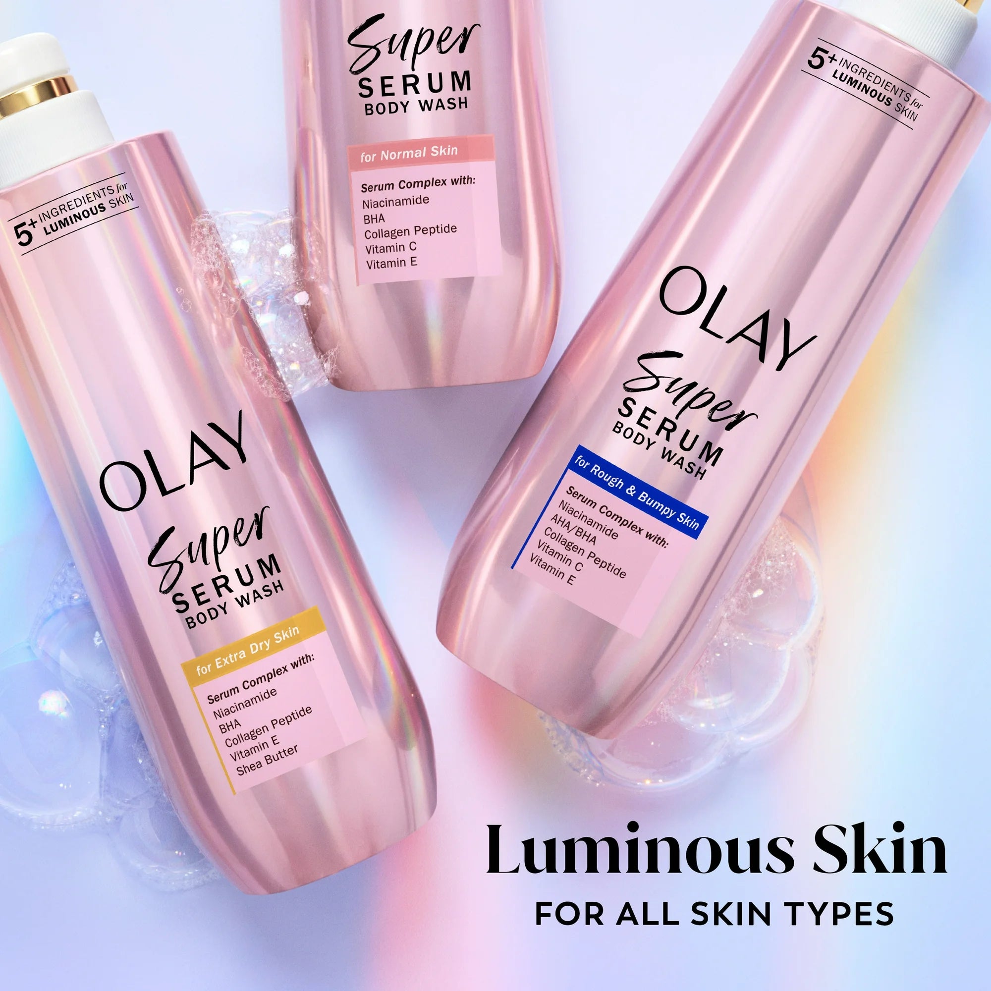Olay Super Serum Body Wash for Extra Dry Skin, 18.5 fl oz, Serum Complex for Luminous Skin