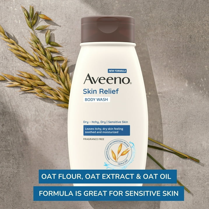 Aveeno Skin Relief Body Wash, Fragrance-Free, Sensitive Skin, 18 fl. oz