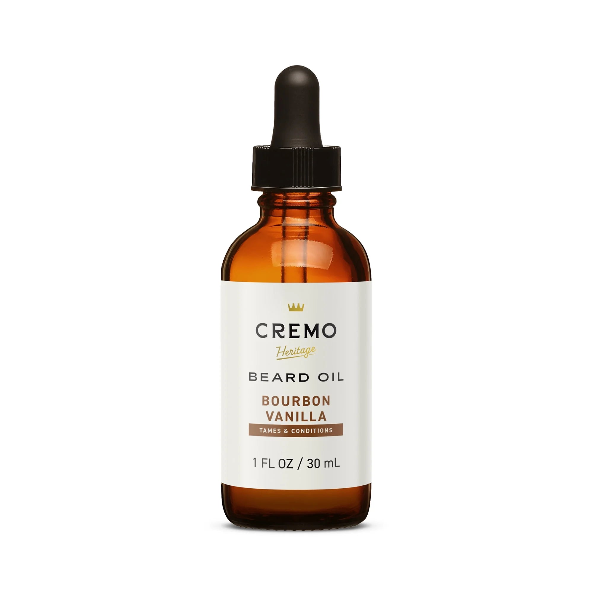 Cremo Beard Oil, Bourbon Vanilla Scent, 1 fl oz, Moisturizes & Softens Beards