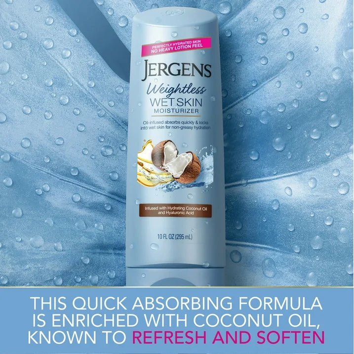 Jergens Wet Skin Body Moisturizer for Dry Skin, In-Shower Body Lotion, Coconut, 10 oz