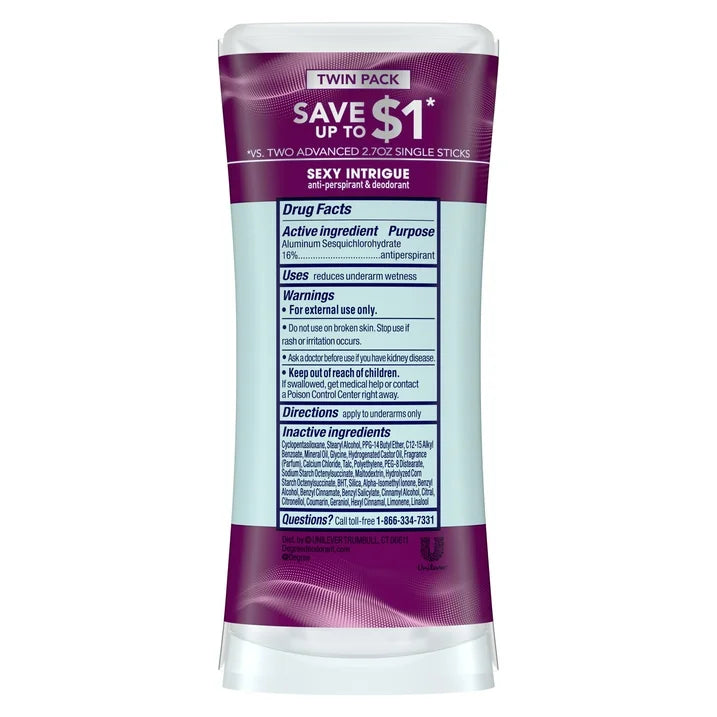 PR Degree Antiperspirant Deodorant for Women Sexy Intrigue, Twin Pack, 2.6 oz