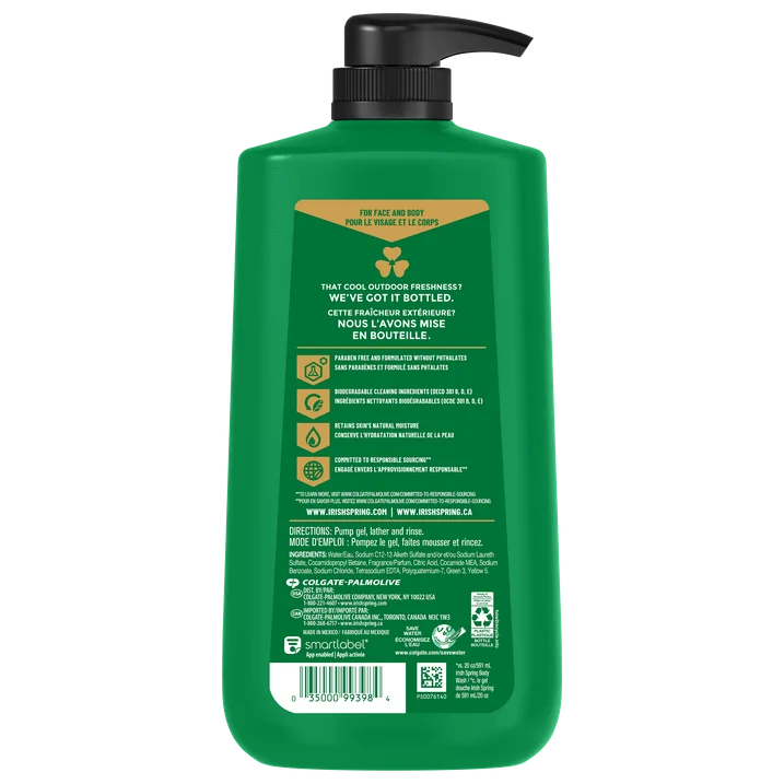 Irish Spring Mens Body Wash, Body Wash for Men, All Skin Types, Original Scent, 30 fl oz Bottle