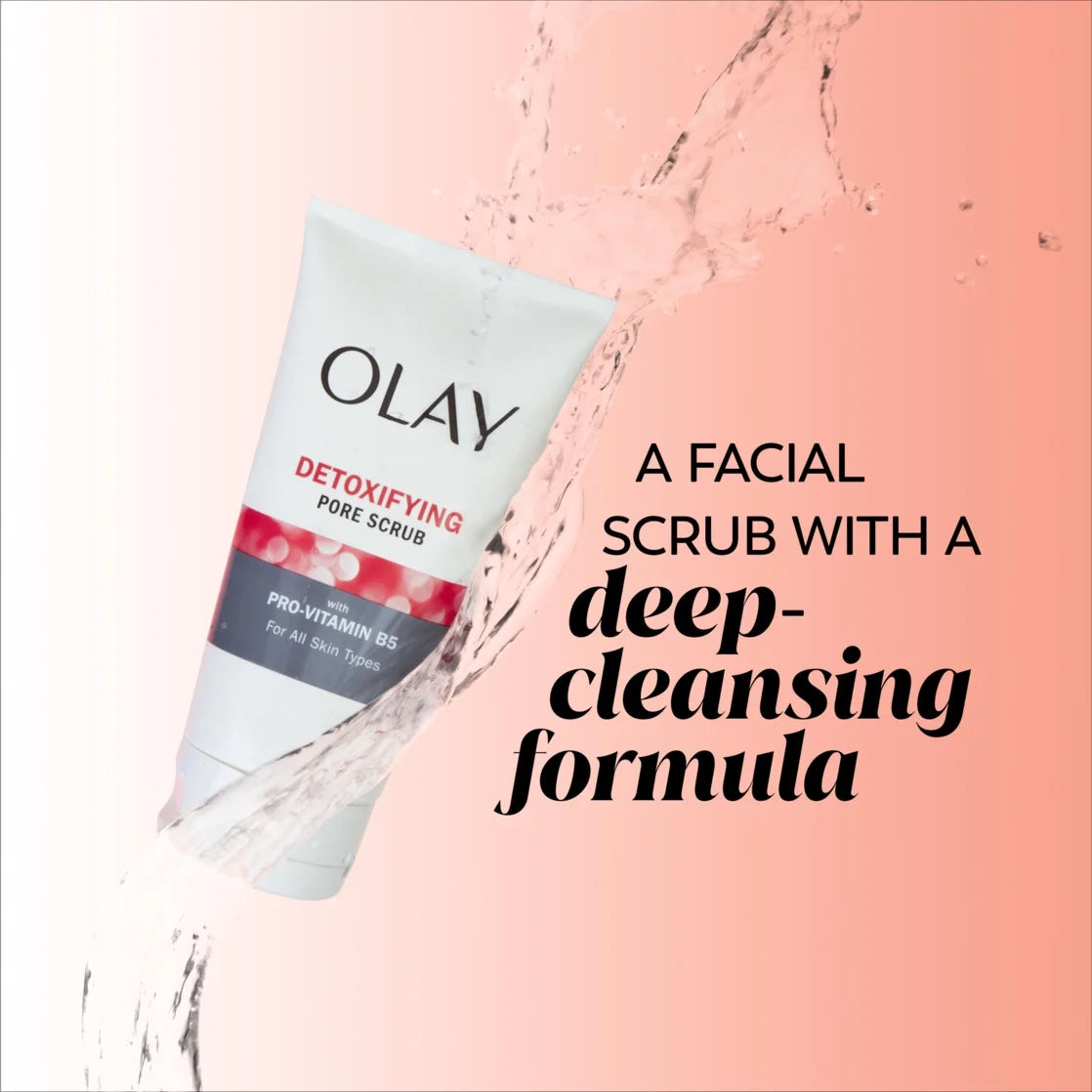Olay Face Wash, Regenerist Detoxifying Pore Scrub Facial Cleanser, Face Scrub for All Skin Types, 5.0 fl oz