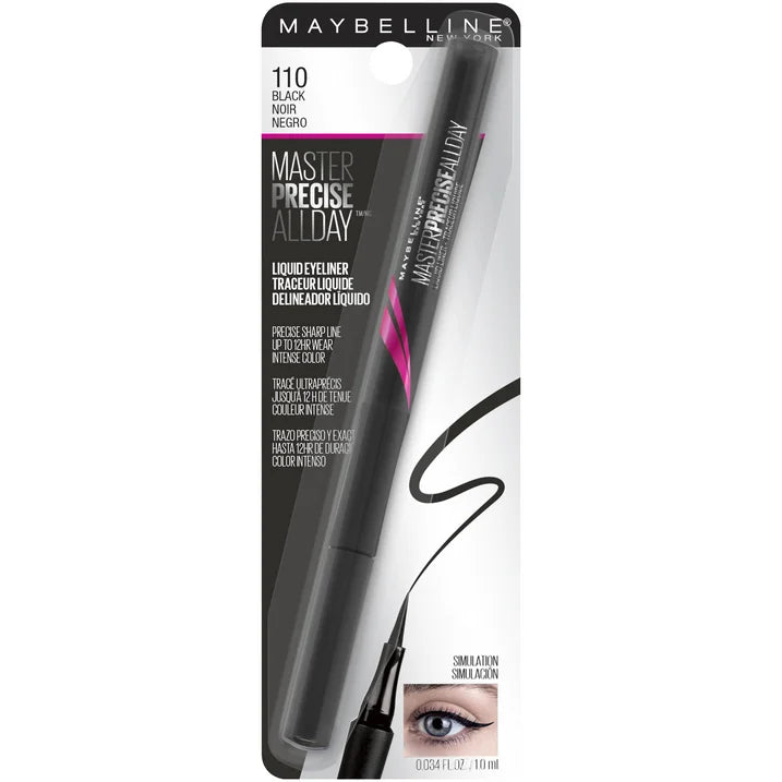 Maybelline EyeStudio Master Precise All Day Liquid Eyeliner Makeup, Black