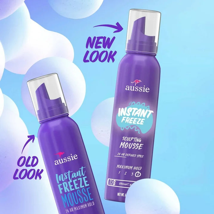 Aussie Instant Freeze Sculpting Mousse, Mousse for Curly Hair, Straight Hair, and Wavy Hair, For unisex 6 oz