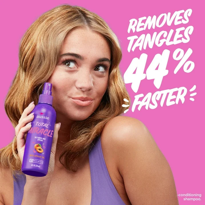 Aussie Total Miracle Hair Detangling Spray with Apricot Oil for All Hair Types, 8 fl oz