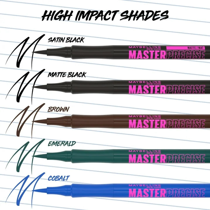 Maybelline EyeStudio Master Precise All Day Liquid Eyeliner Makeup, Black