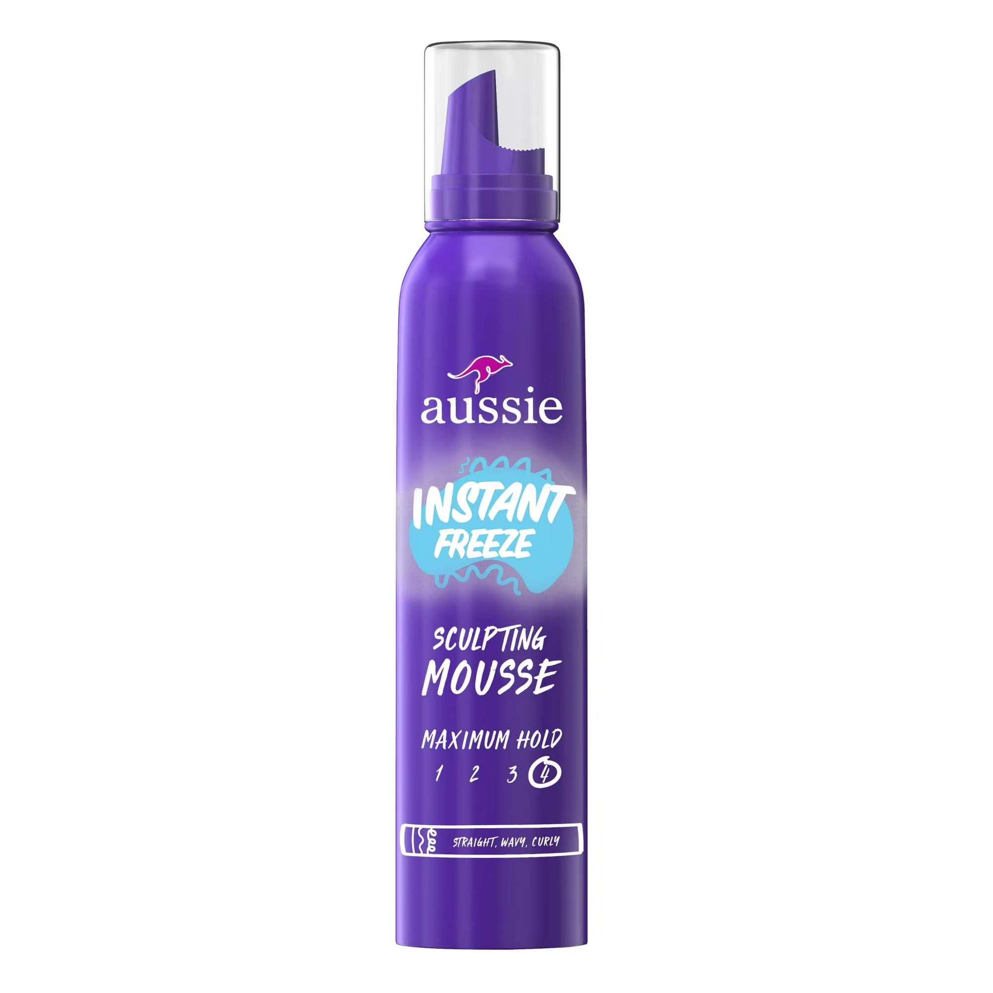 Aussie Instant Freeze Sculpting Mousse, Mousse for Curly Hair, Straight Hair, and Wavy Hair, For unisex 6 oz
