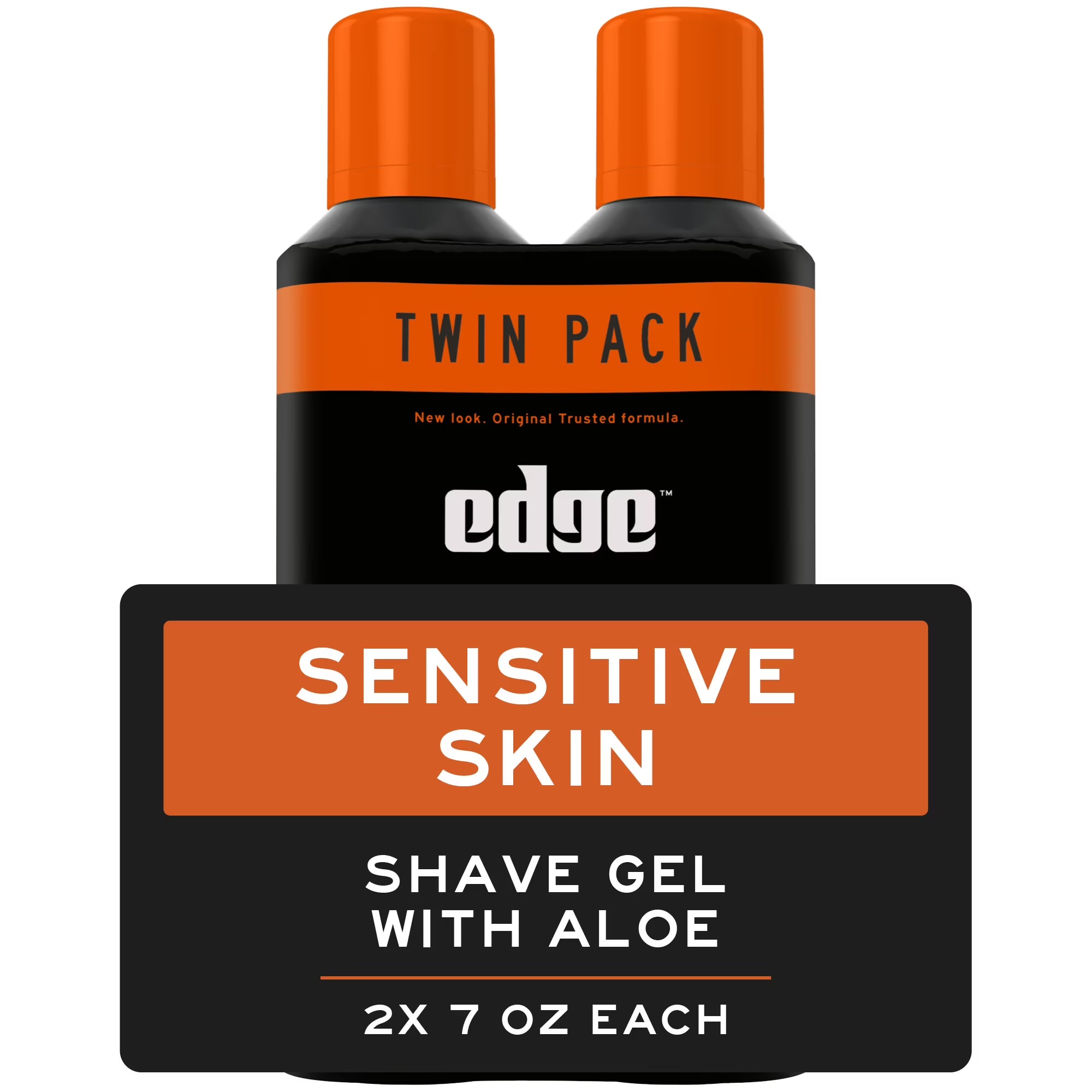 Edge Sensitive Skin Shave Gel for Men with Aloe, Twin Pack, Unscented, 14 oz.