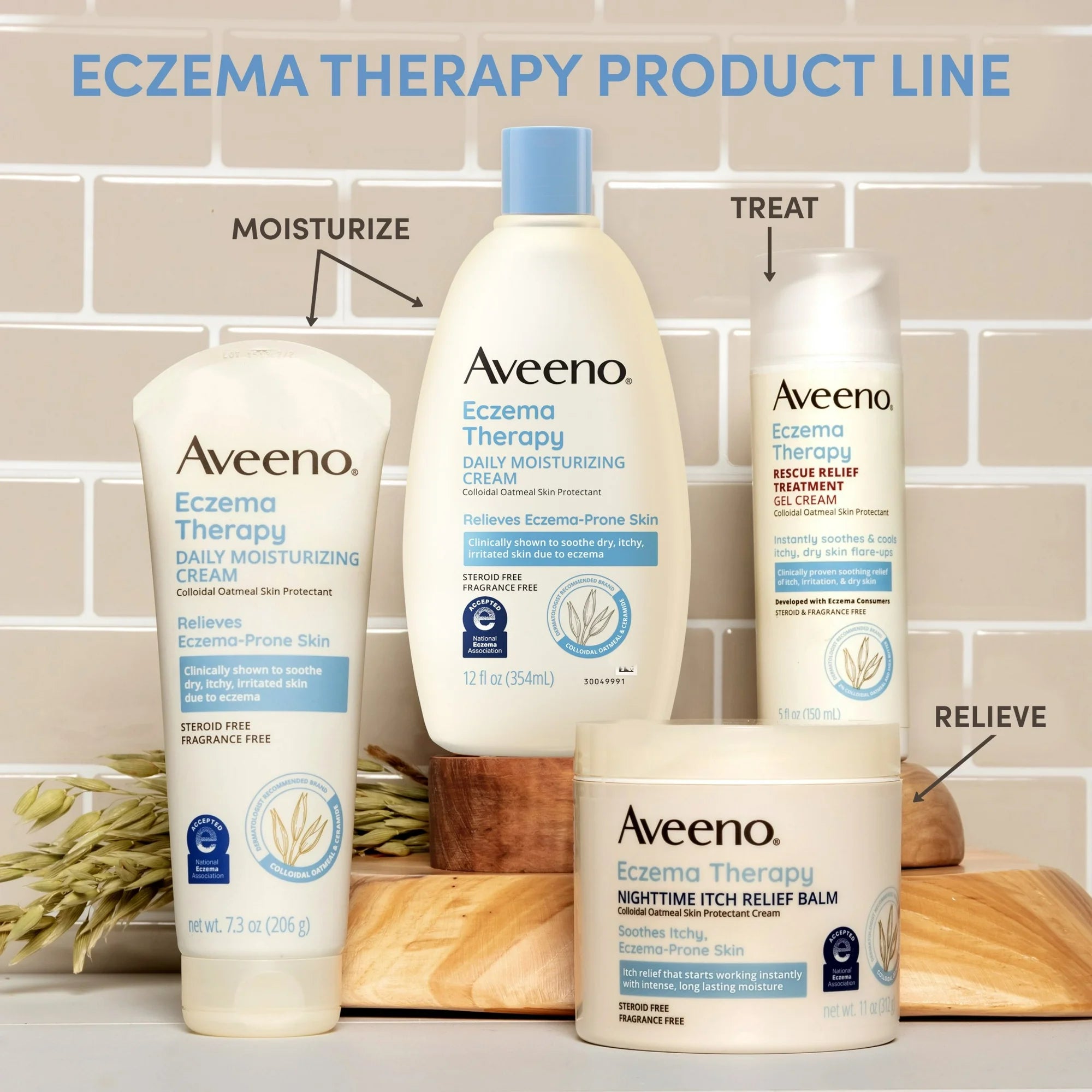 Aveeno Eczema Therapy Daily Soothing Body Cream, Steroid-Free Lotion, 12 oz