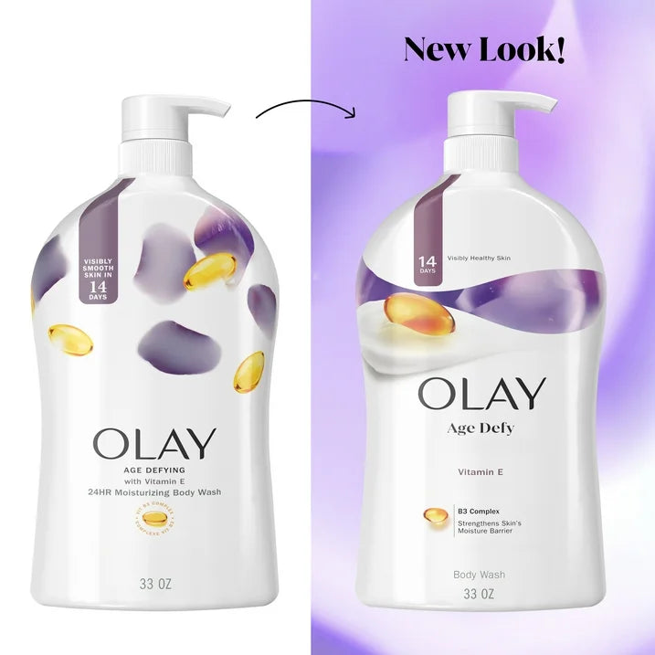 Olay Age Defying Body Wash for Women, Vitamin E, Pump, 33 fl oz