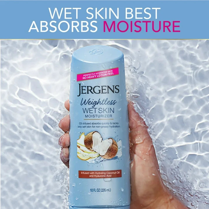 Jergens Wet Skin Body Moisturizer for Dry Skin, In-Shower Body Lotion, Coconut, 10 oz
