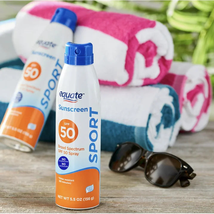 Equate Sport Broad Spectrum Sunscreen, SPF 50, Twin Pack