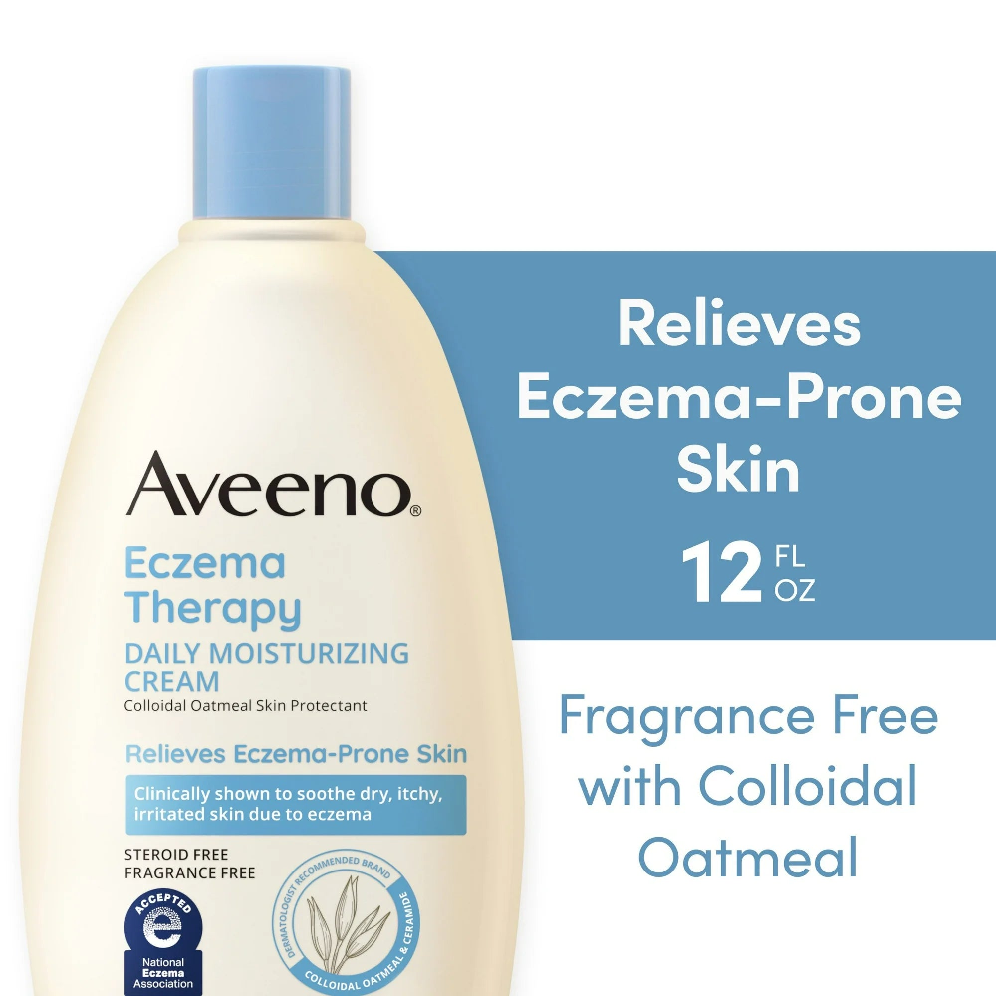 Aveeno Eczema Therapy Daily Soothing Body Cream, Steroid-Free Lotion, 12 oz