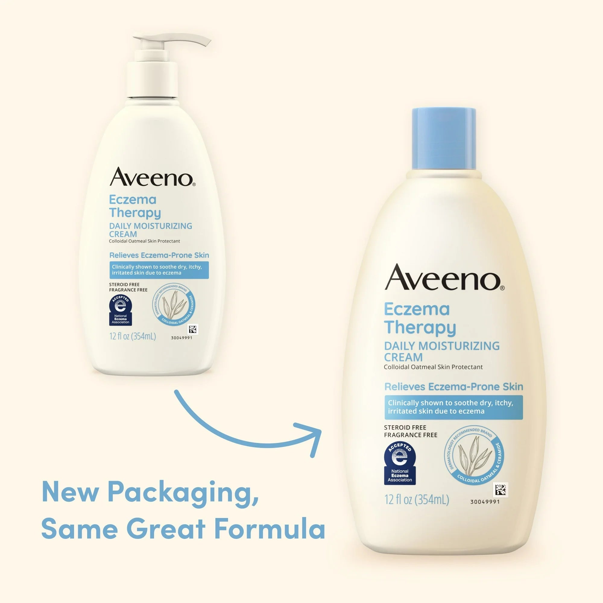 Aveeno Eczema Therapy Daily Soothing Body Cream, Steroid-Free Lotion, 12 oz