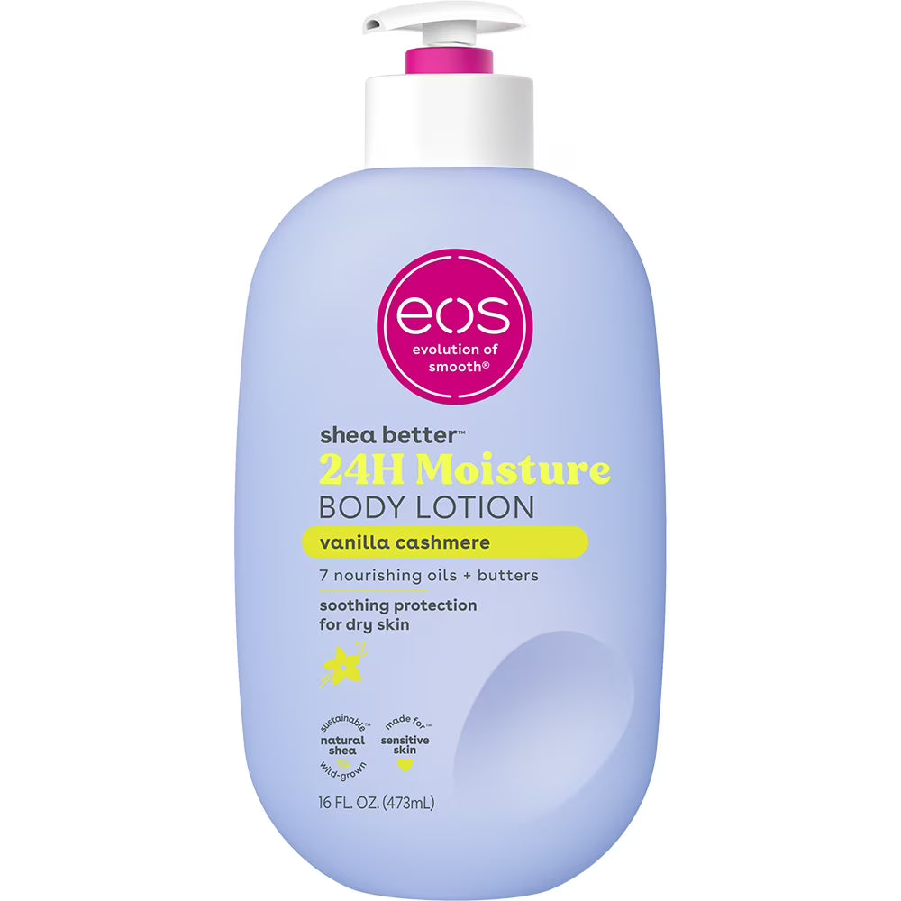 eos Shea Better 24H Moisture Body Lotion, Vanilla Cashmere, for Dry Skin, 16 fl oz