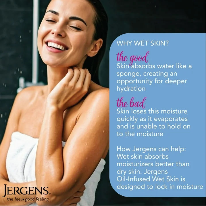 Jergens Wet Skin Body Moisturizer for Dry Skin, In-Shower Body Lotion, Coconut, 10 oz